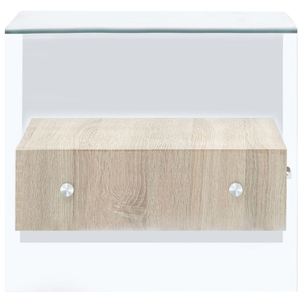 Table Basse Avec Tiroir 50X50X45 Cm Verre Trempé