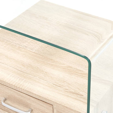 Table Basse Avec Tiroir 50X50X45 Cm Verre Trempé
