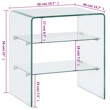 Table Basse 50X40X56 Cm Verre Trempé