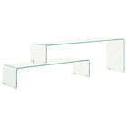 Ensemble De Table Basse 2 Pcs 90X30X20/110X30X40Cm Verre Trempé