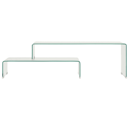 Ensemble De Table Basse 2 Pcs 90X30X20/110X30X40Cm Verre Trempé