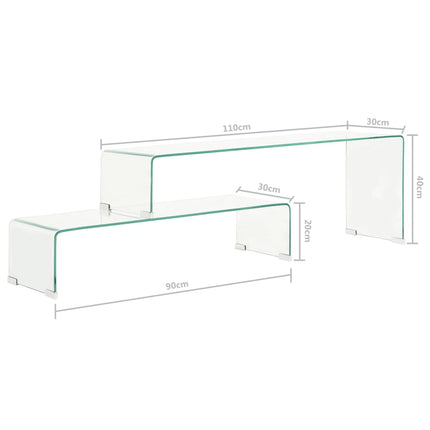 Ensemble De Table Basse 2 Pcs 90X30X20/110X30X40Cm Verre Trempé