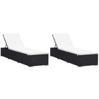 Chaises Longues Avec Coussins Lot De 2 Résine Tressée Noir