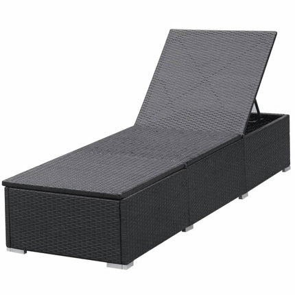 Chaises Longues Avec Coussins Lot De 2 Résine Tressée Noir