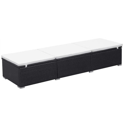 Chaises Longues Avec Coussins Lot De 2 Résine Tressée Noir