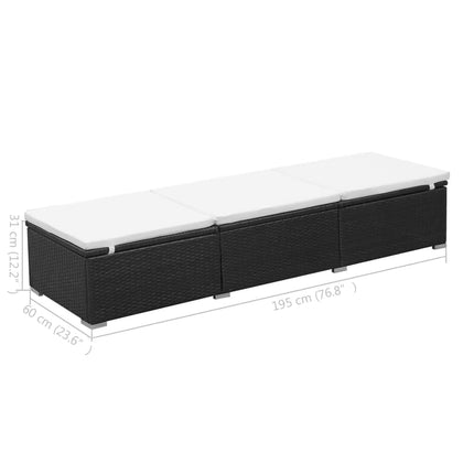 Chaises Longues Avec Coussins Lot De 2 Résine Tressée Noir