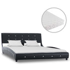 Lit Avec Matelas Noir Similicuir 140X200 Cm Chêne Marron