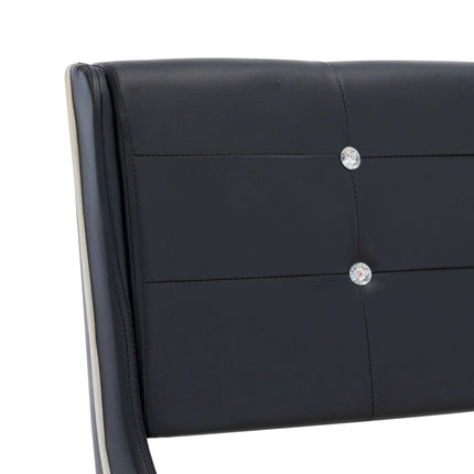 Lit Avec Matelas Noir Similicuir 140X200 Cm Chêne Marron