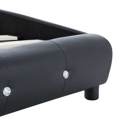 Lit Avec Matelas Noir Similicuir 140X200 Cm Chêne Marron