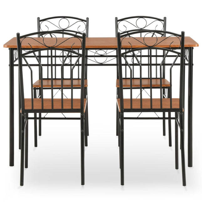 Ensemble De Salle À Manger 5 Pcs Mdf Et Acier Marron
