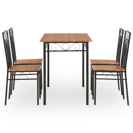 Ensemble De Salle À Manger 5 Pcs Mdf Et Acier Marron