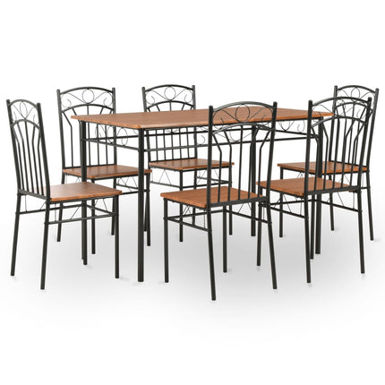 Ensemble De Salle À Manger 5 Pcs Mdf Et Acier Marron