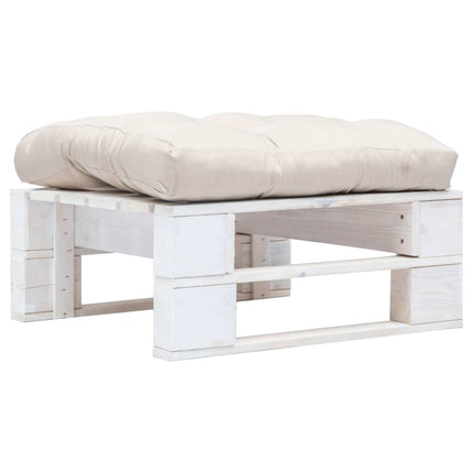 Repose-Pied Palette De Jardin Avec Coussin En Sable Gris Bois