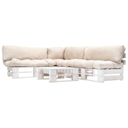 Salon Palette De Jardin 4 Pcs Avec Coussins Sable Bois