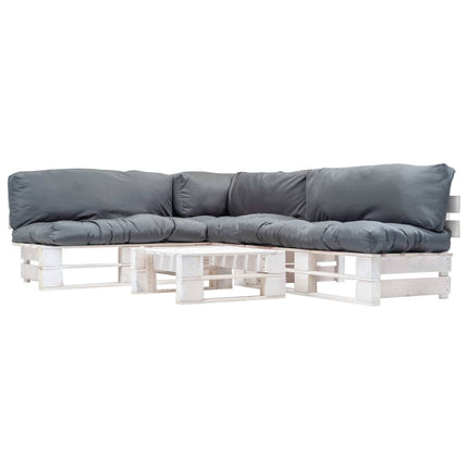 Salon Palette De Jardin 4 Pcs Avec Coussins Sable Bois