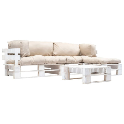 Salon Palette De Jardin 4 Pcs Avec Coussins Sable Bois