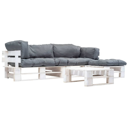 Salon Palette De Jardin 4 Pcs Avec Coussins Sable Bois