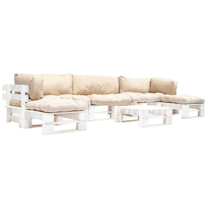 Salon Palette De Jardin 6 Pcs Avec Coussins Bois