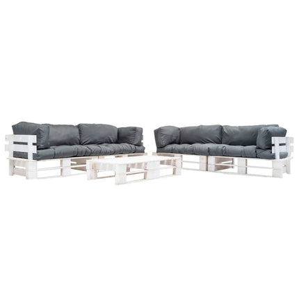 Salon Palette De Jardin 6 Pcs Avec Coussins Sable Bois