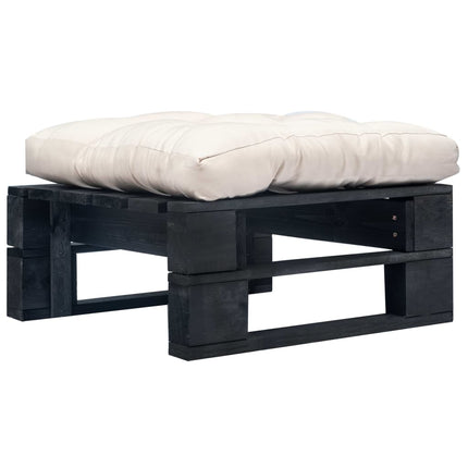 Repose-Pied Palette De Jardin Avec Coussin En Sable Gris Bois