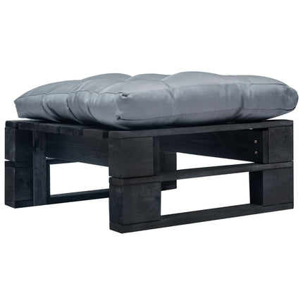 Repose-Pied Palette De Jardin Avec Coussin En Sable Gris Bois