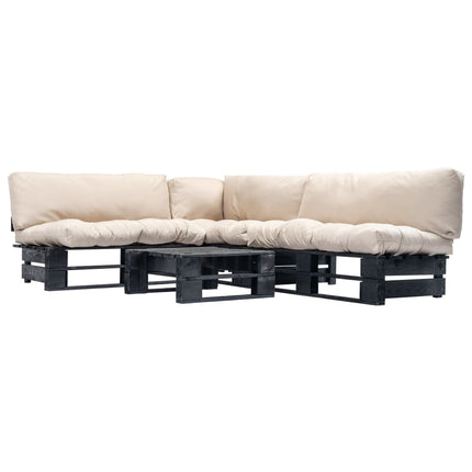 Salon Palette De Jardin 4 Pcs Avec Coussins Sable Bois