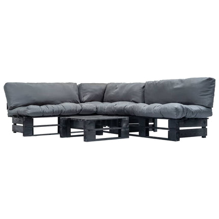 Salon Palette De Jardin 4 Pcs Avec Coussins Sable Bois
