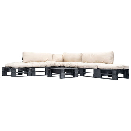 Salon Palette De Jardin 6 Pcs Avec Coussins Bois