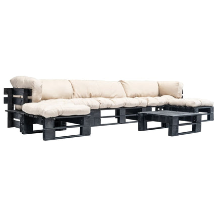 Salon Palette De Jardin 6 Pcs Avec Coussins Bois