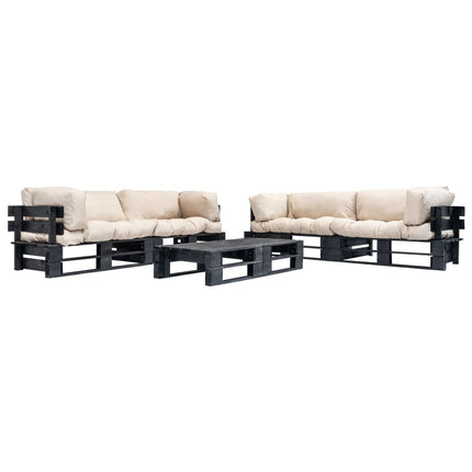Salon Palette De Jardin 6 Pcs Avec Coussins Sable Bois