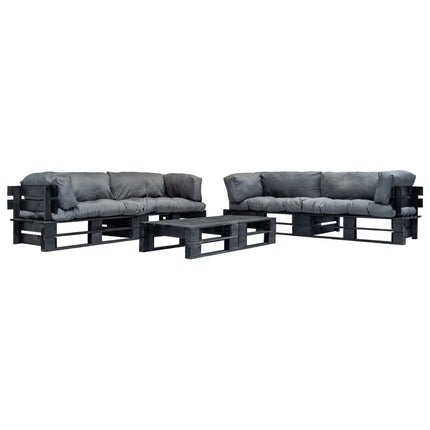 Salon Palette De Jardin 6 Pcs Avec Coussins Sable Bois