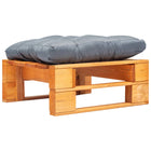 Repose-Pied Palette De Jardin Avec Coussin En Sable Gris Bois