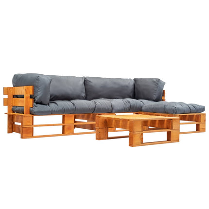 Salon Palette De Jardin 4 Pcs Avec Coussins Sable Bois