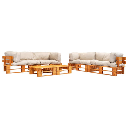Salon Palette De Jardin 6 Pcs Avec Coussins Sable Bois