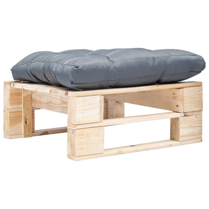 Repose-Pied Palette De Jardin Avec Coussin En Sable Gris Bois