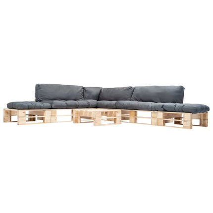 Salon Palette De Jardin 6 Pcs Avec Coussins Bois