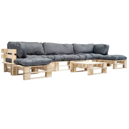 Salon Palette De Jardin 6 Pcs Avec Coussins Bois