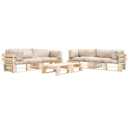 Salon Palette De Jardin 6 Pcs Avec Coussins Sable Bois