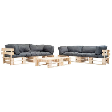 Salon Palette De Jardin 6 Pcs Avec Coussins Sable Bois