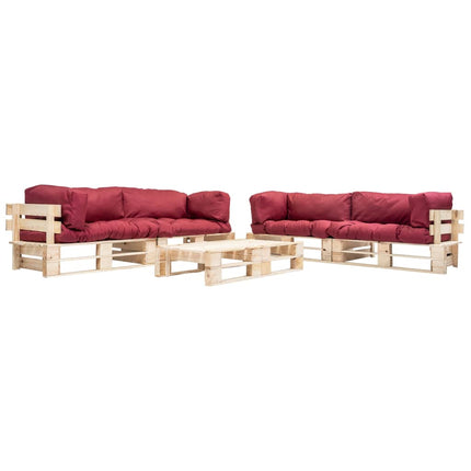 Salon Palette De Jardin 6 Pcs Avec Coussins Sable Bois