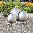 3 Pcs Sphères De Fontaine De Jardin Avec Led Acier Inoxydable