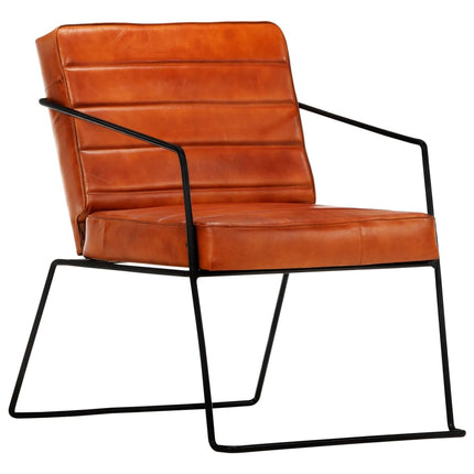 Fauteuil Brun Roux Cuir Véritable