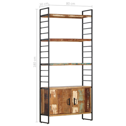 Bibliothèque 4 Niveaux 80X30X180 Cm Bois Solide De Récupération