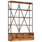 Bibliothèque À 4 Étagères Avec 6 Tiroirs 122X36X181 Cm Manguier