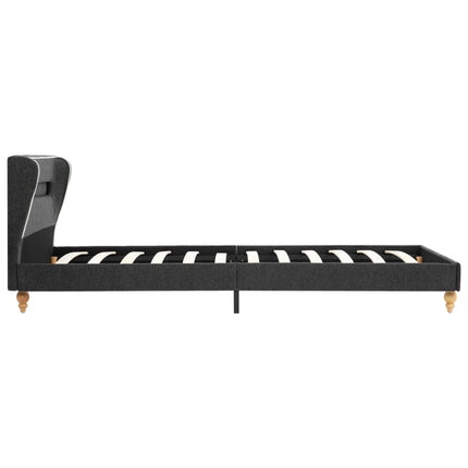 Lit Avec Led Et Matelas Gris Foncé Jute