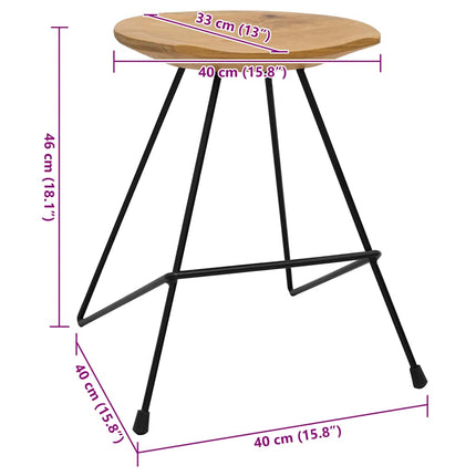 Tabourets Lot De 2 Bois De Teck Massif