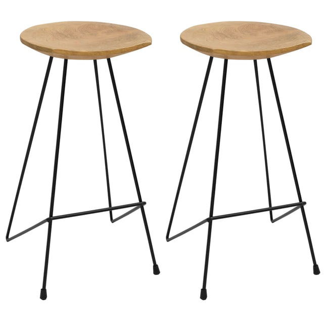 Tabourets De Bar Lot De 2 Bois De Teck Massif
