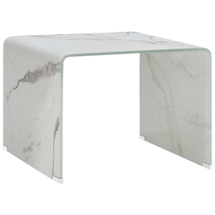 Table Basse Marbre 50X50X45 Cm Verre Trempé