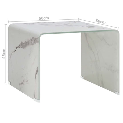 Table Basse Marbre 50X50X45 Cm Verre Trempé