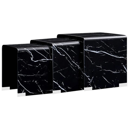 Ensemble De Tables Gigognes 3 Pièces Verre Trempé
